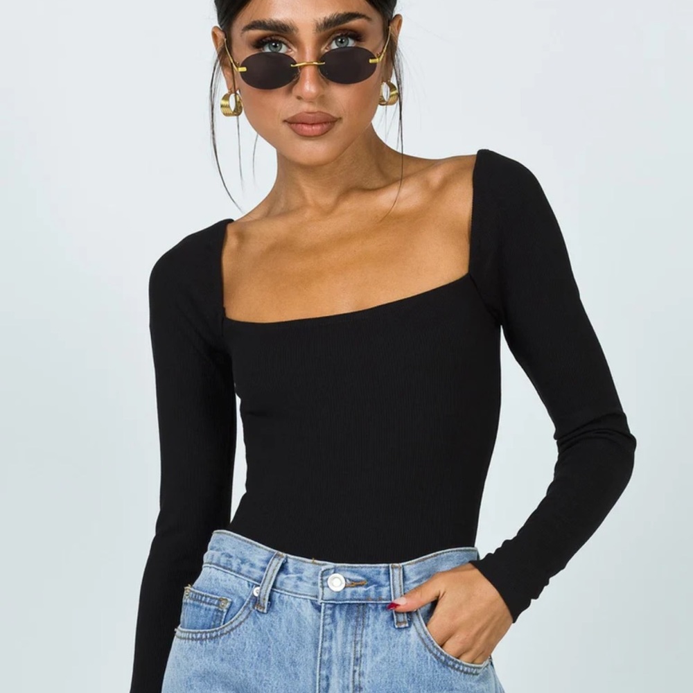 HELLO MOLLY | Black Square Neck Bodysuit | Size US 6 - Picture 4 of 8
